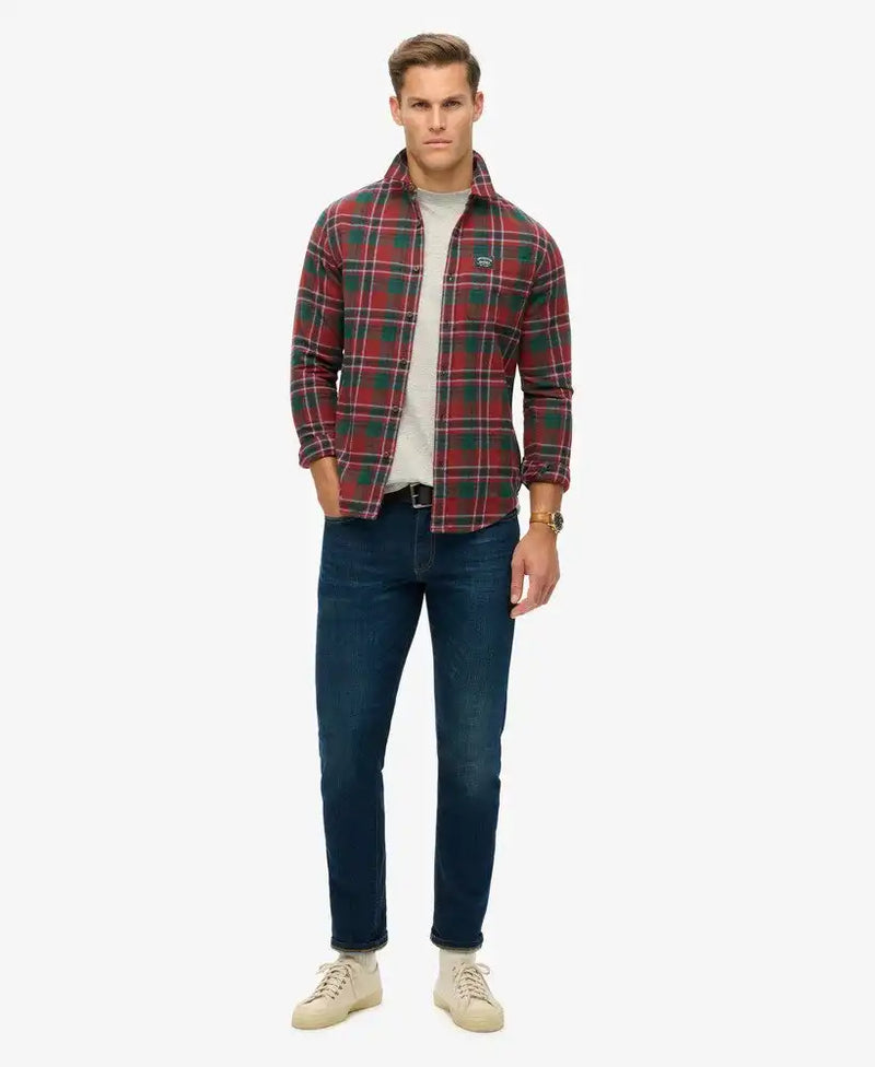 Superdry Mens Cotton Lumberjack Shirt Buckshot Check Red Northern