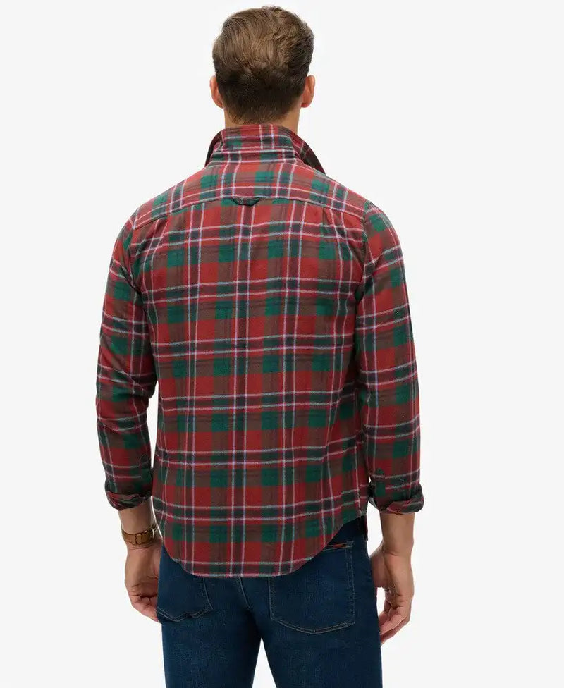 Superdry Mens Cotton Lumberjack Shirt Buckshot Check Red Northern