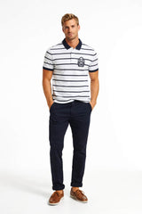 Superdry Mens Crest Stripe Polo Shirt Optic/Navy Northern Ireland