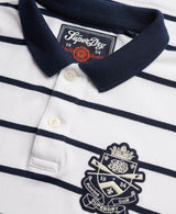 Superdry Mens Crest Stripe Polo Shirt Optic/Navy Northern Ireland
