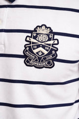 Superdry Mens Crest Stripe Polo Shirt Optic/Navy Northern Ireland