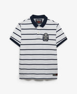 Superdry Mens Crest Stripe Polo Shirt Optic/Navy Northern Ireland