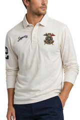 Superdry Mens Double Emblem Rugby Top Chalk White Northern Ireland