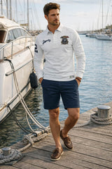 Superdry Mens Double Emblem Rugby Top Chalk White Northern Ireland