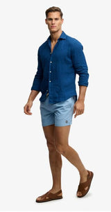 Superdry Mens Embroidered Logo 15 Inch Swim Sorts - Endless Sky Blue