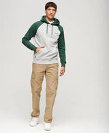 Superdry Mens Essential Baseball Hoodie Athletic Grey/Campus Green