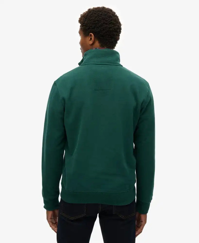 Superdry Mens Essential Half Zip Sweatshirt Dark Pine Green Northern