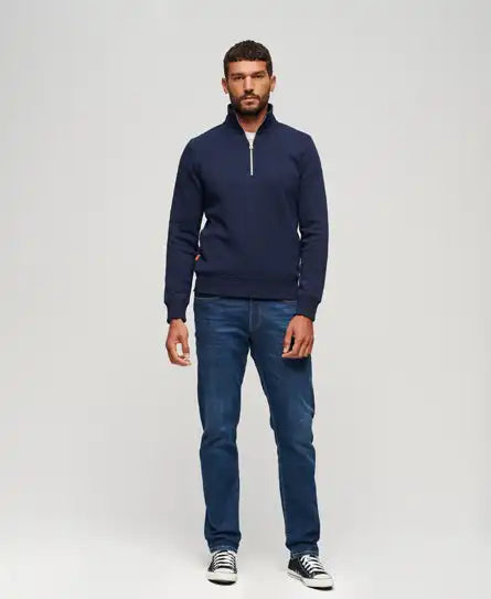 Superdry Mens Essential Half Zip Sweatshirt Rich Navy Marl