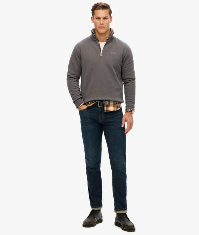 Superdry Mens Essential Logo Half Zip Anthricite Grey Northern
