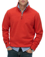 Superdry Mens Essential Logo Half Zip Sweatshirt Cinnibar Orange Marl