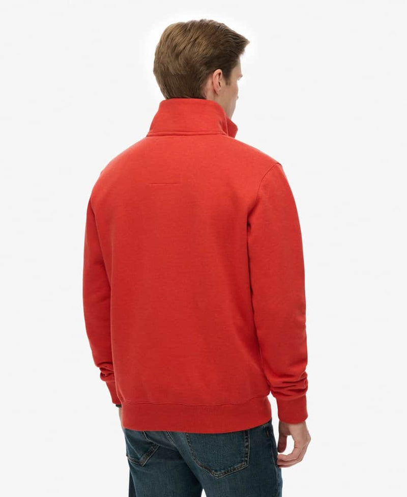 Superdry Mens Essential Logo Half Zip Sweatshirt Cinnibar Orange Marl