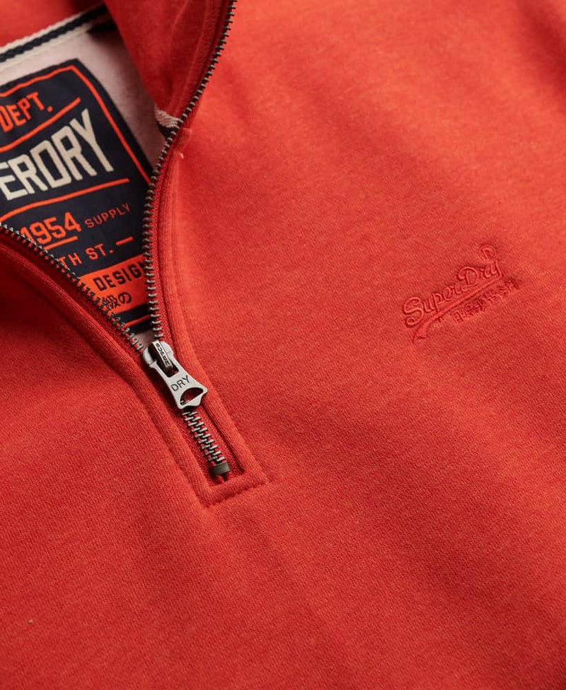 Superdry Mens Essential Logo Half Zip Sweatshirt Cinnibar Orange Marl