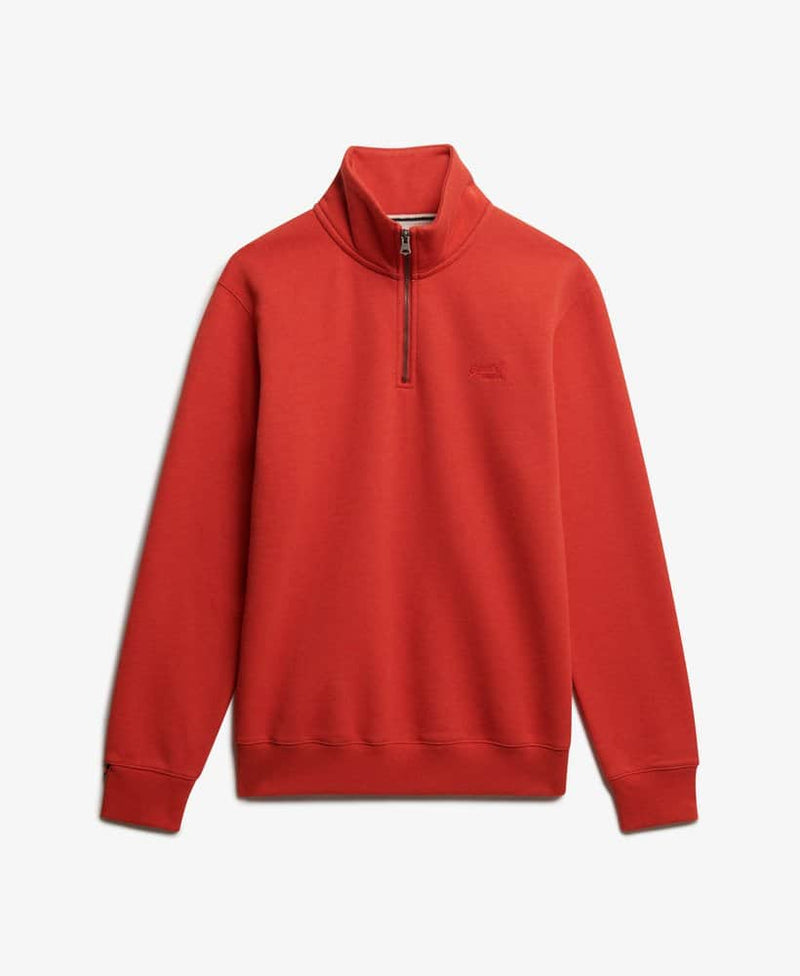 Superdry Mens Essential Logo Half Zip Sweatshirt Cinnibar Orange Marl