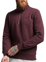 Superdry Vintage Logo Embroidered Zip Henley Burgundy Marl -