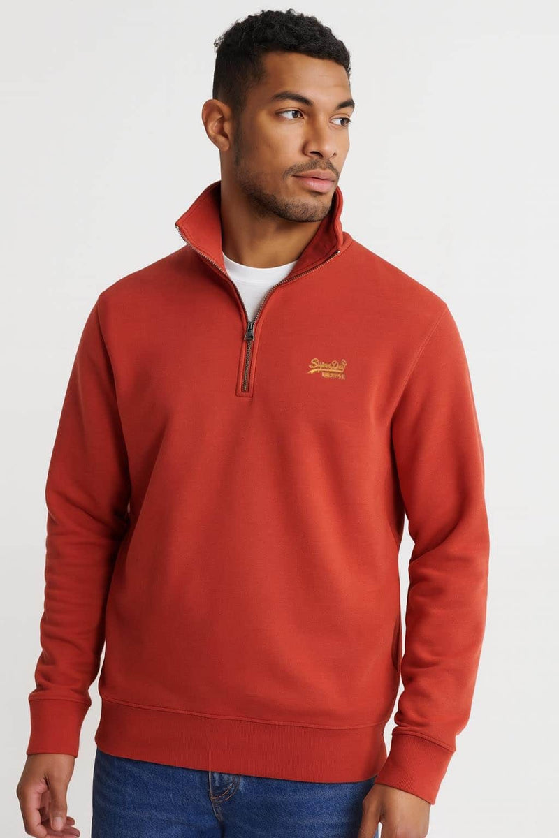Superdry Mens Essential Logo Henley Cinnibar Orange Marl Northern
