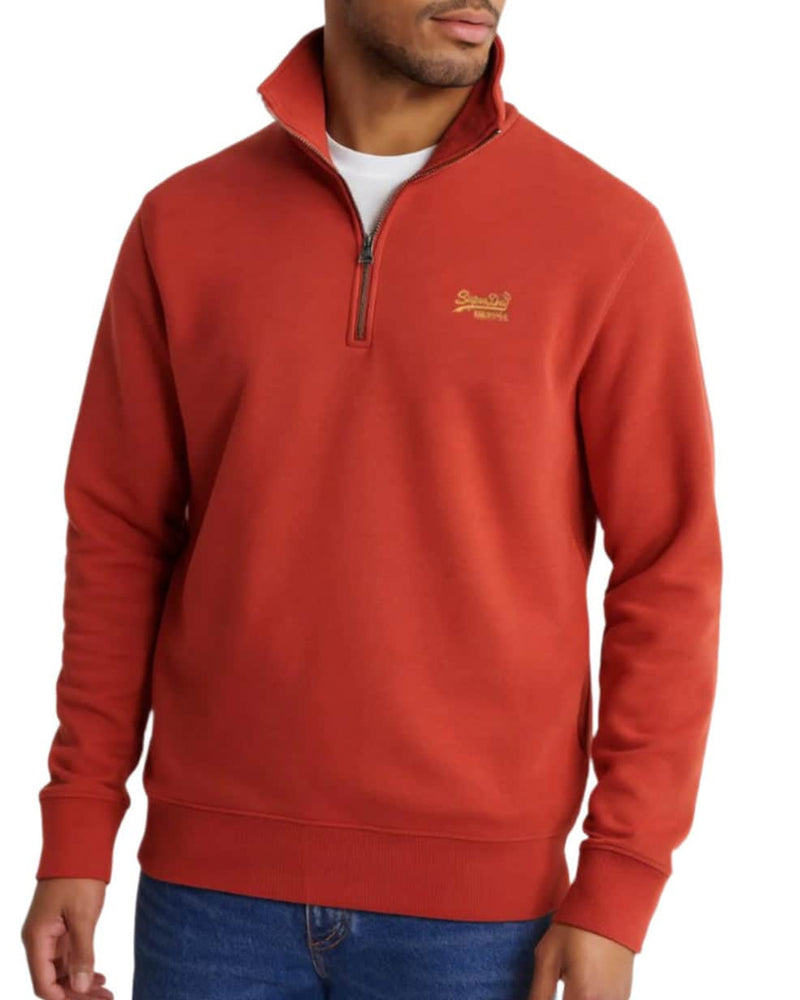 Superdry Mens Essential Logo Henley Cinnibar Orange Marl Northern