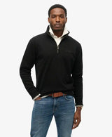 Superdry Mens Essential Logo Henley Half Zip Sweatshirt Black