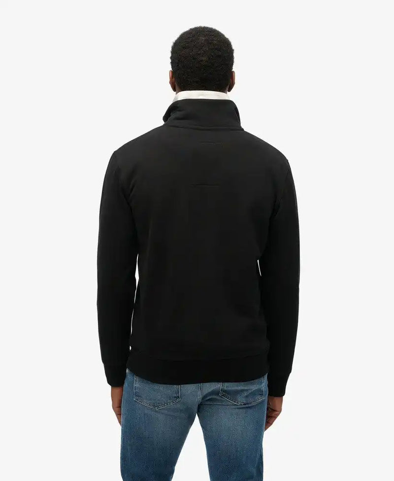 Superdry Mens Essential Logo Henley Half Zip Sweatshirt Black