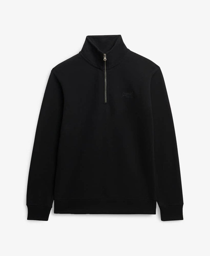 Superdry Mens Essential Logo Henley Half Zip Sweatshirt Black