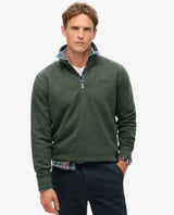 Superdry Mens Essential Logo Henley Half Zip Sweatshirt Deep Forest