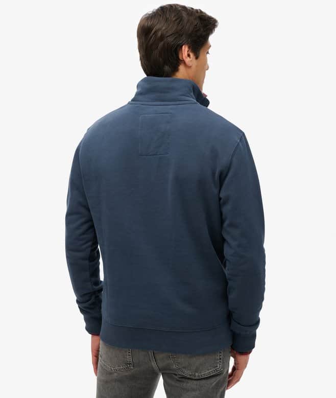 Superdry Mens Essential Logo Henley Half Zip Sweatshirt Lauren Navy