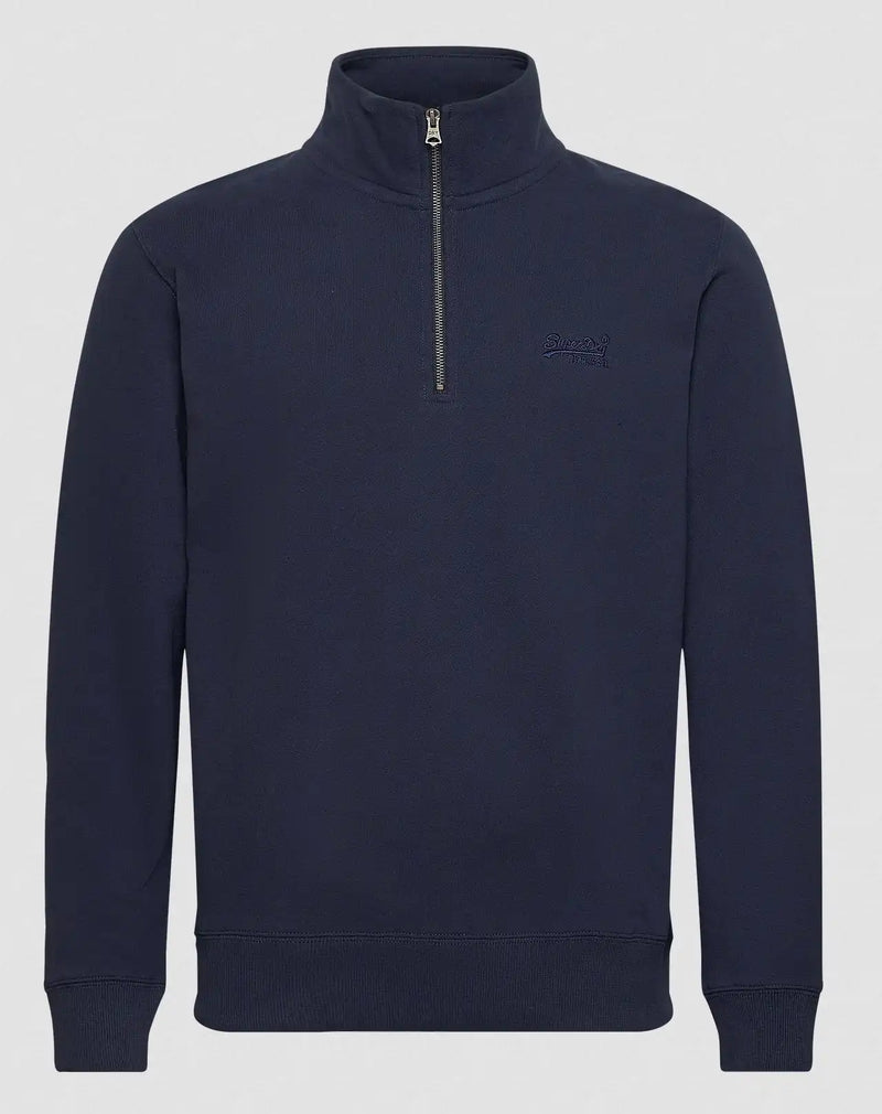 Superdry Mens Essential Logo Henley Half Zip Sweatshirt Lauren Navy