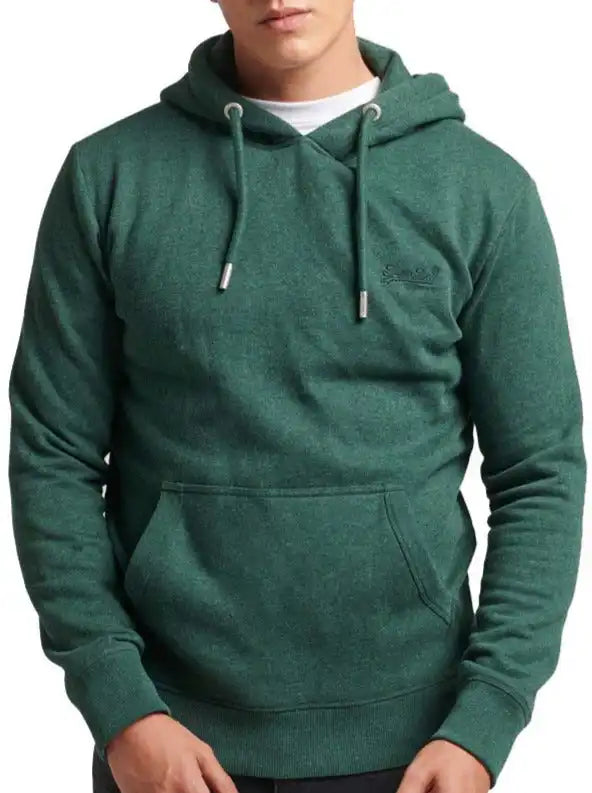 Superdry Vintage Logo Embroidered Hoodie Campus Green Marl -