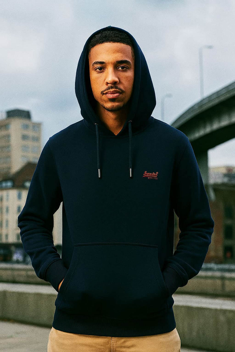 Superdry Mens Essential Logo Hoodie Eclipse Navy Northern Ireland