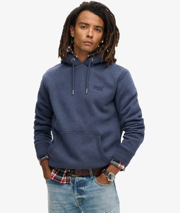 Superdry Mens Essential Logo Hoodie Heritage Navy Marl Northern