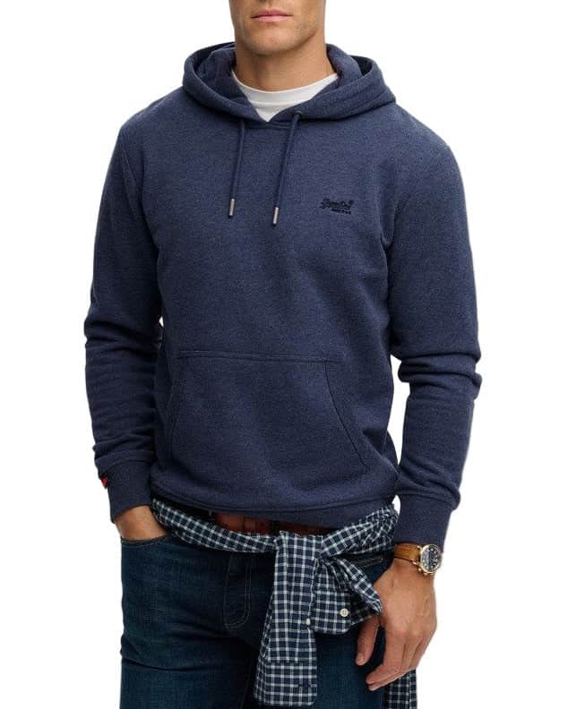 Superdry Mens Essential Logo Hoodie Heritage Navy Marl Northern