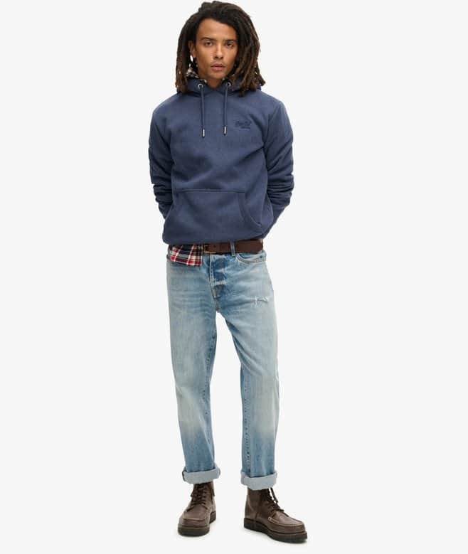 Superdry Mens Essential Logo Hoodie Heritage Navy Marl Northern