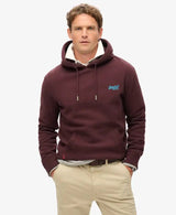 Superdry Mens Essential Logo Hoodie Rich Deep Burgundy Northern