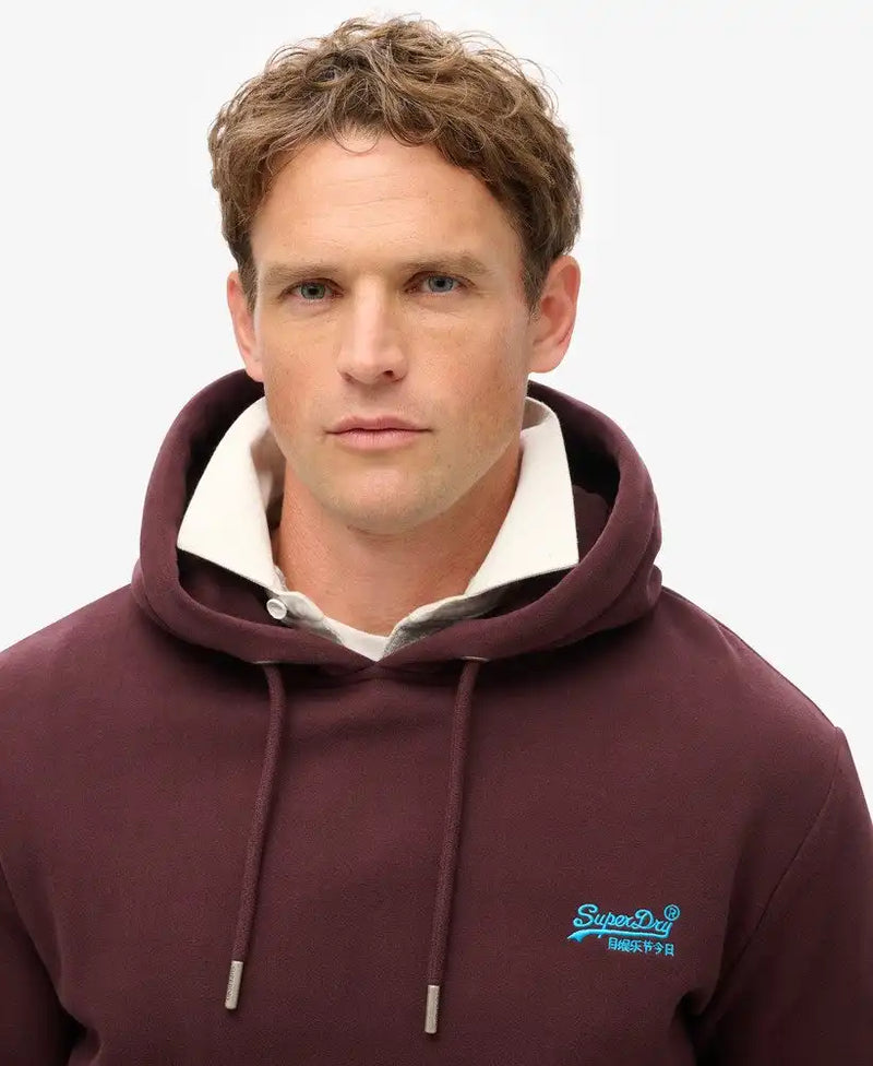 Superdry Mens Essential Logo Hoodie Rich Deep Burgundy Northern