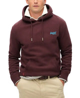 Superdry Mens Essential Logo Hoodie Rich Deep Burgundy Northern