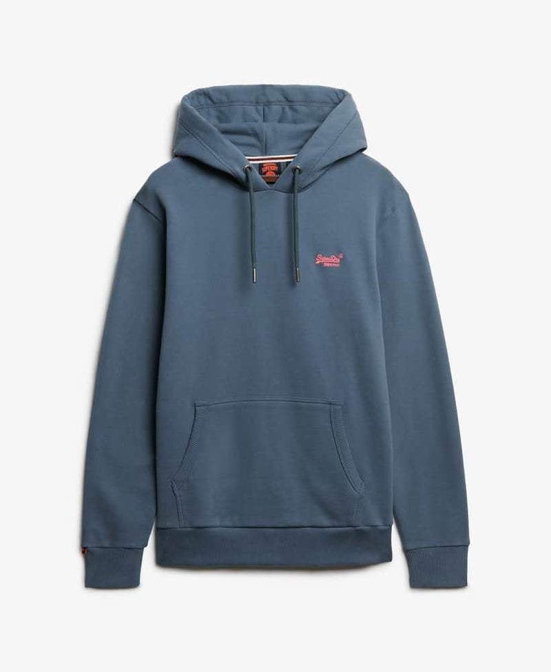 Superdry Mens Essential Logo Hoodie Stormy Weather Blue Northern