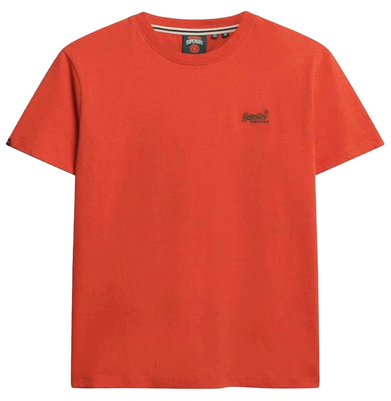 Superdry Mens Essential Logo T-Shirt Bright Orange Marl/Green