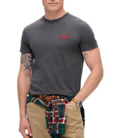Superdry Mens Essential Logo T-Shirt Graphite Black/Fluro Red