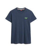 Superdry Mens Essential Logo T-Shirt Lauren Navy / Fluro Lime