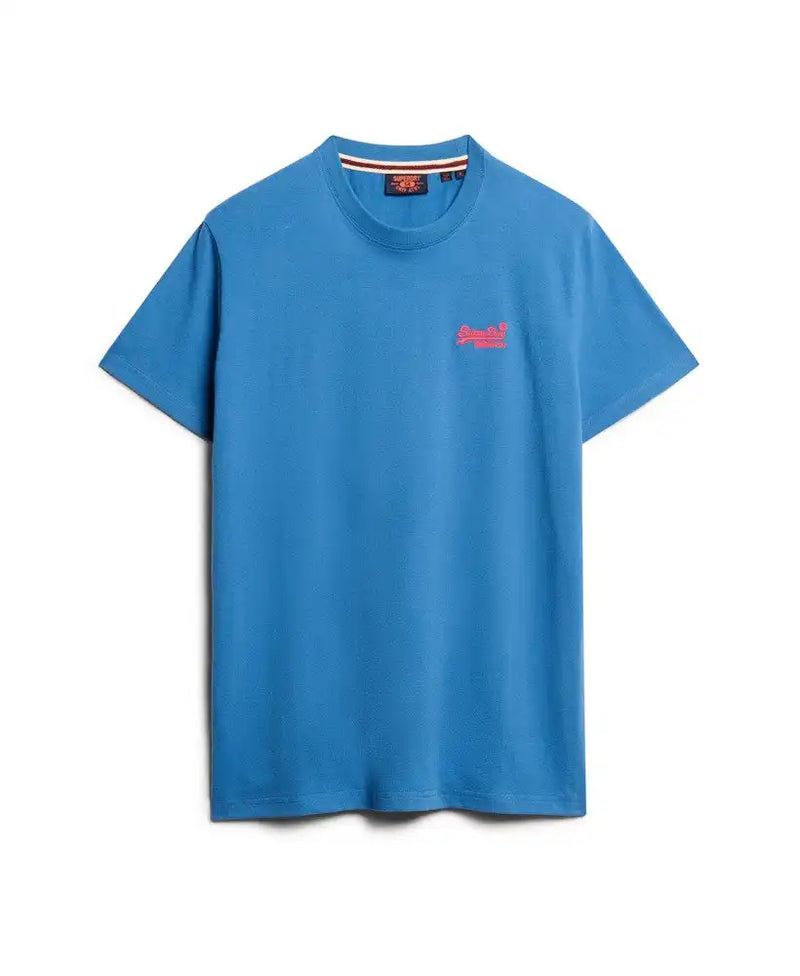 Superdry Mens Essential Logo T-Shirt Monaco Blue/Fiery Coral Northern