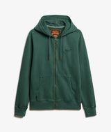 Superdry Mens Essential Logo Washed Zip Hoodie Forest Green Northern