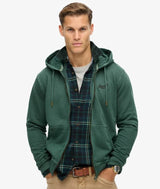 Superdry Mens Essential Logo Washed Zip Hoodie Forest Green Northern