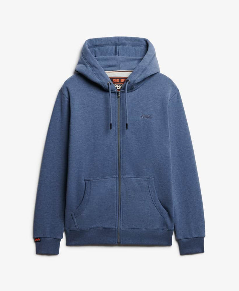 Superdry Mens Essential Logo Zip Hoodie Jeans Blue Northern Ireland