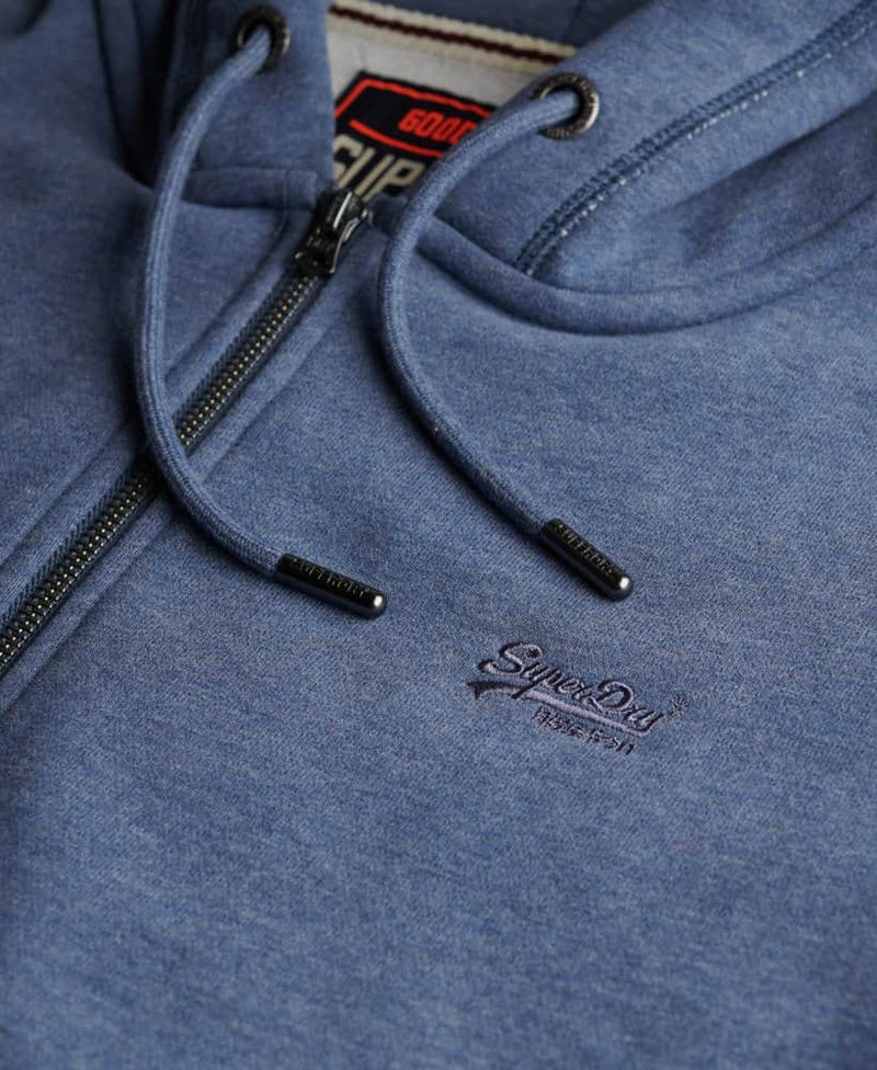 Superdry Mens Essential Logo Zip Hoodie Jeans Blue Northern Ireland