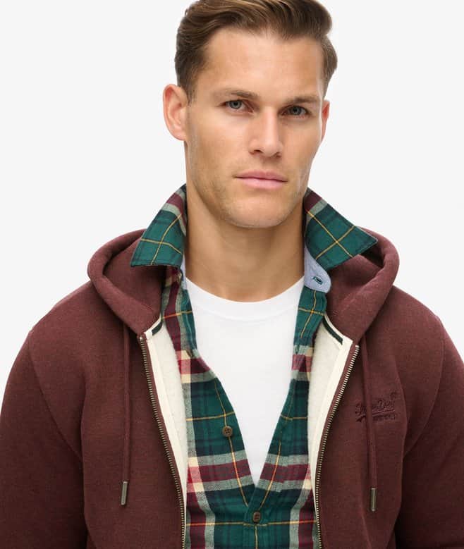 Superdry Mens Essential Logo Zip Hoodie Tawny Port Northern Ireland