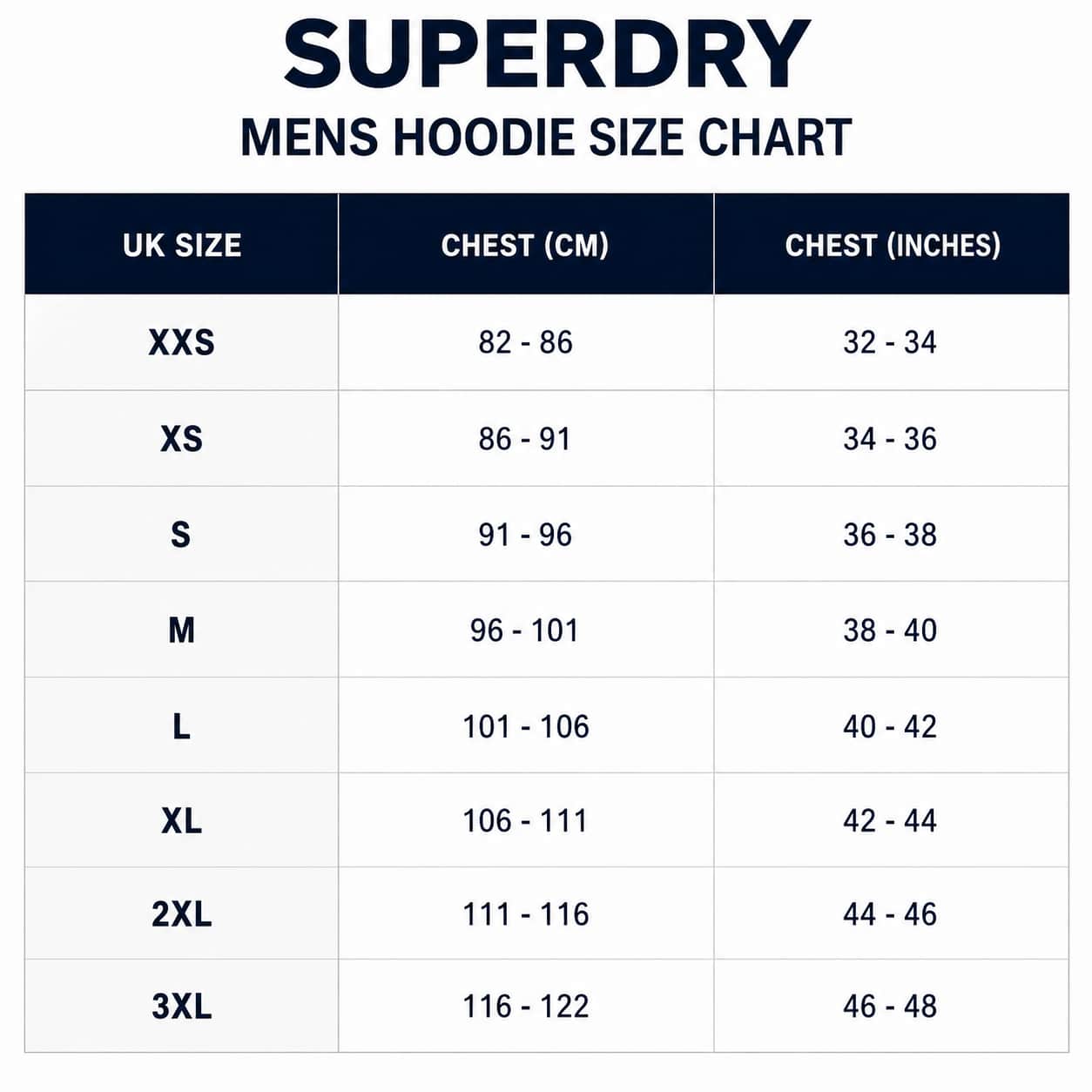 Superdry size chart