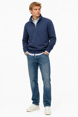 Superdry Mens Essential Serif Logo Half Zip Sweatshirt Navy Northern