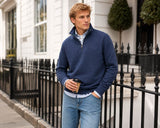 Superdry Mens Essential Serif Logo Half Zip Sweatshirt Navy Northern