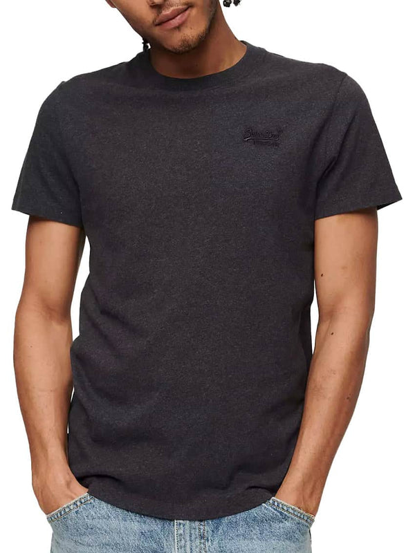 Superdry Men’s Essential Vintage Logo Embroidered T-Shirt Raven Black