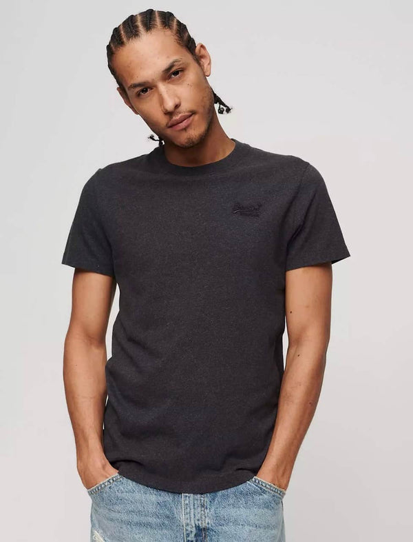 Superdry Men’s Essential Vintage Logo Embroidered T-Shirt Raven Black