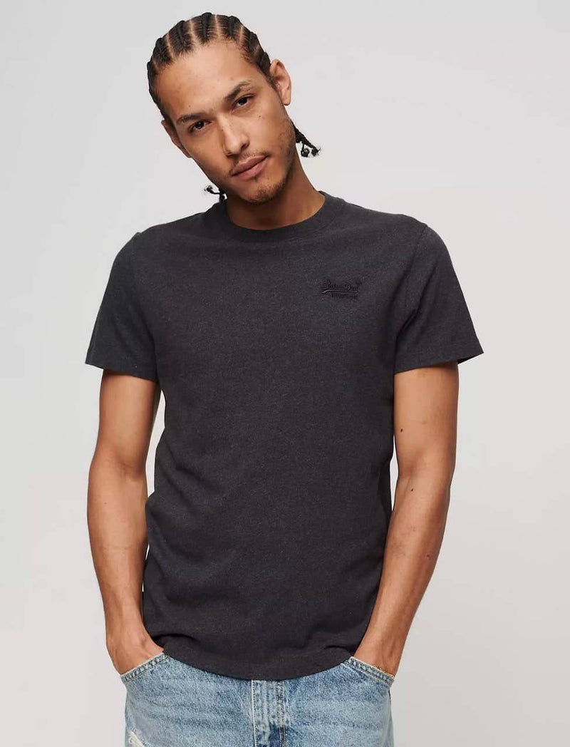 Superdry Men’s Essential Vintage Logo Embroidered T-Shirt Raven Black
